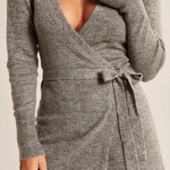 Abercrombie & Fitch wrap sweater dress size S M blue with belt euc wrap - Picture 3 of 7